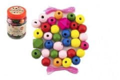 Teddies Lesene kroglice barvne MAXI z gumicami 54 kosov v plastični škatli 7x11cm