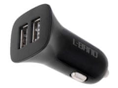 L-BRNO Dvojni avtomobilski polnilec USB + MICRO črn