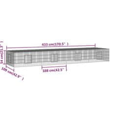 Vidaxl 4-delna ograda za zajce 433x109x54 cm pocinkano železo