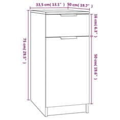 shumee Omarica za pisalno mizo visok sijaj bela 33,5x50x75 cm kon. les