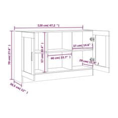 Vidaxl Komoda dimljeni hrast 120x30,5x70 cm konstruiran les
