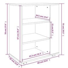 Vidaxl Omarica na kolesih rjav hrast 60x35x75 cm konstruiran les