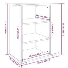 Greatstore Omarica na kolesih dimljeni hrast 60x35x75 cm konstruiran les