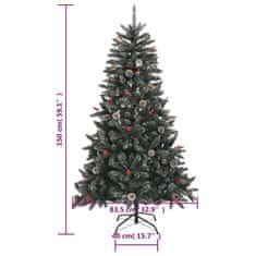 Vidaxl Umetna novoletna jelka s stojalom zelena 150 cm PVC