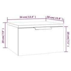 Vidaxl Stenska nočna omarica betonsko siva 34x30x20 cm