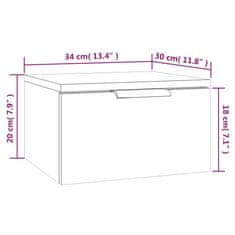 Vidaxl Stenska nočna omarica dimljeni hrast 34x30x20 cm