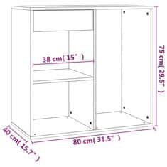 Greatstore Kozmetična omarica betonsko siva 80x40x75 cm konstruiran les