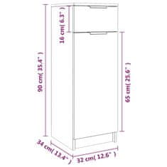 Vidaxl Kopalniška omarica siva sonoma 32x34x90 cm konstruiran les