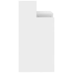 Vidaxl Pisalna miza z LED lučmi visok sijaj bela 97x45x90 cm kons. les