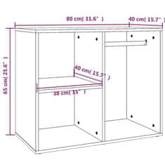 Vidaxl Garderobna omarica visok sijaj bela 80x40x65 cm konstruiran les