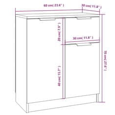 Vidaxl Komoda 2 kosa sonoma hrast 60x30x70 cm konstruiran les