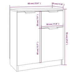 Vidaxl Komoda 2 kosa bela 60x30x70 cm konstruiran les