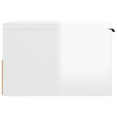Vidaxl Stenska nočna omarica visok sijaj bela 34x30x20 cm