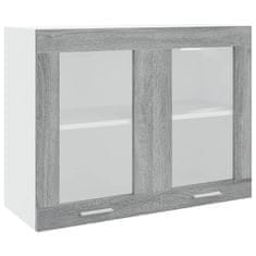 Vidaxl Steklena viseča omarica siva sonoma 80x31x60 cm konstruiran les