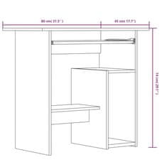 Vidaxl Pisalna miza rjavi hrast 80x45x74 cm konstruiran les