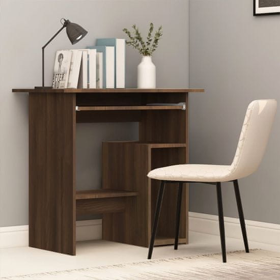 Vidaxl Pisalna miza rjavi hrast 80x45x74 cm konstruiran les