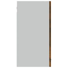 Vidaxl Steklena viseča omarica dimljeni hrast 80x31x60 cm konstr. les
