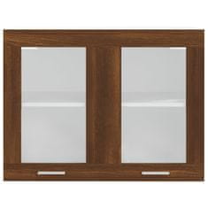 Vidaxl Steklena viseča omarica rjavi hrast 80x31x60 cm konstruiran les