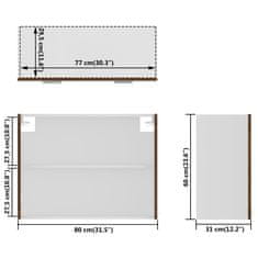 Vidaxl Steklena viseča omarica rjavi hrast 80x31x60 cm konstruiran les