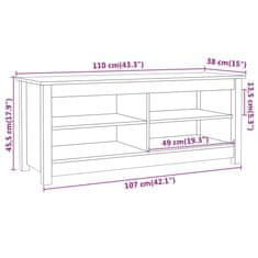 Vidaxl Klop za čevlje črna 110x38x45,5 cm trdna borovina