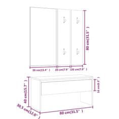Vidaxl Komplet pohištva za predsobo bel inženirski les