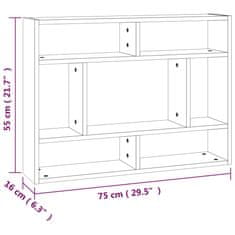 Vidaxl Stenska polica rjavi hrast 75x16x55 cm inženirski les