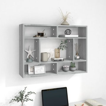 shumee vidaXL Stenska polica siva sonoma 75x16x55 cm inženirski les