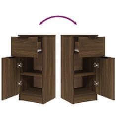 Vidaxl Komoda 2 kosa rjavi hrast 30x30x70 cm konstruiran les