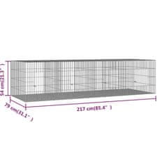 Vidaxl 4-delna ograda za zajce 217x79x54 cm pocinkano železo