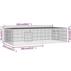 Vidaxl 2-delna ograda za zajce 220x110x55 cm pocinkano železo