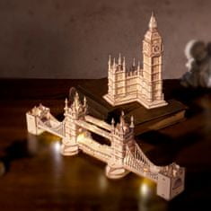 Robotime Lesena 3D sestavljanka Ura Tower Big Ben Shining