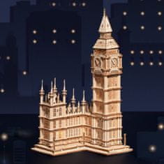 Robotime Lesena 3D sestavljanka Ura Tower Big Ben Shining