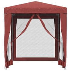 Vidaxl Vrtni šotor s 4 mrežastimi stranicami rdeč 2x2 m HDPE