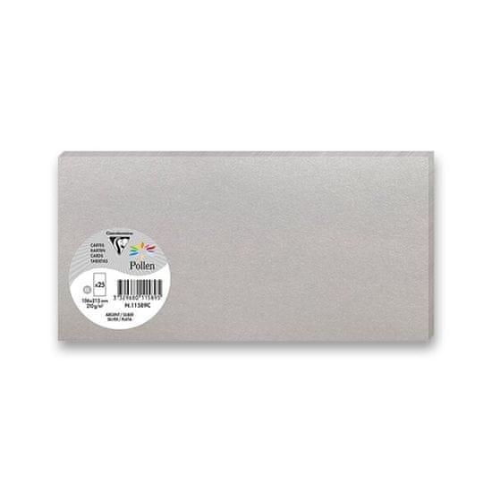 Clairefontaine barvni pisemski karton, 106 x 213 mm, za ovojnice DL, 25 kosov, srebrn, DL