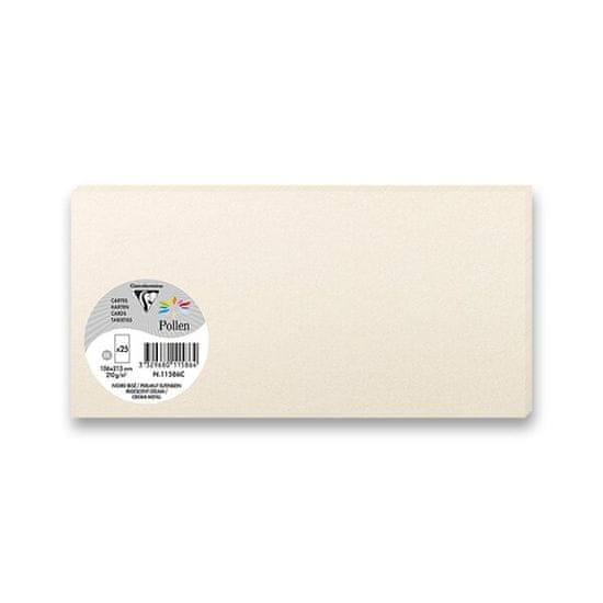 Clairefontaine barvni pisemski karton, 106 x 213 mm, za ovojnice DL, 25 kosov, biserno krem, DL