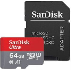 SanDisk Ultra micro SDXC spominska kartica, 64 GB, UHS-I, C 10, A1, 140 MB/s + SD adapter