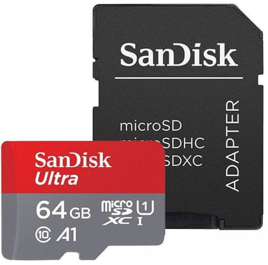 SanDisk Ultra micro SDXC spominska kartica, 64 GB, UHS-I, C 10, A1, 140 MB/s + SD adapter