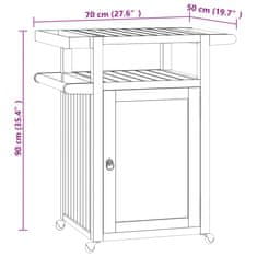 Greatstore Barski voziček 70x50x90 cm trdna tikovina