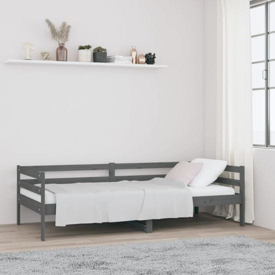 Vidaxl Dnevna postelja siva 90x190 cm trdna borovina