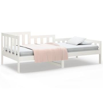 Vidaxl Izvlečna postelja brez vzmetnice bela 80x200 cm trdna borovina