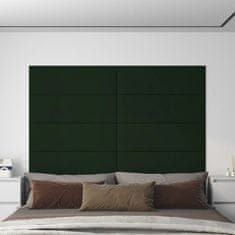 shumee vidaXL Stenski paneli 12 kosov temno zeleni 90x30 cm žamet 3,24 m²
