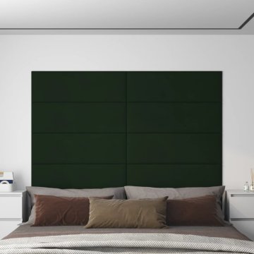 shumee vidaXL Stenski paneli 12 kosov temno zeleni 90x30 cm žamet 3,24 m²