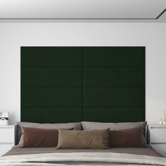 shumee vidaXL Stenski paneli 12 kosov temno zeleni 90x30 cm žamet 3,24 m²