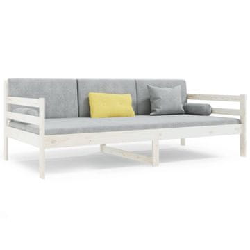 Vidaxl Izvlečna postelja brez vzmetnice bela 80x200 cm trdna borovina