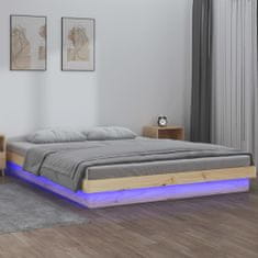 Greatstore LED posteljni okvir 200x200 cm trden les