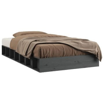 Vidaxl Posteljni okvir siv 75x190 cm trden les