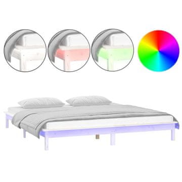 Vidaxl LED posteljni okvir bel 140x200 cm trden les