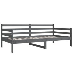Vidaxl Dnevna postelja siva 90x190 cm trdna borovina