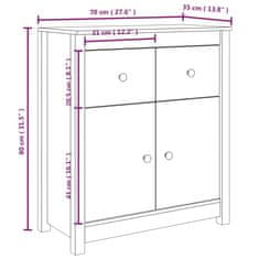 Vidaxl Komoda bela 70x35x80 cm trdna borovina