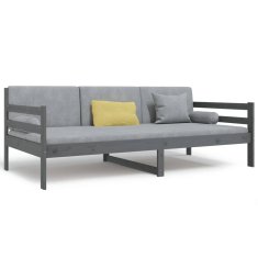 Vidaxl Dnevna postelja siva 90x190 cm trdna borovina